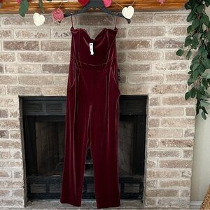 Express Velvet Maroon Jumpsuit